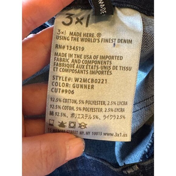 3x1 Jeans Women 27 Blue Gunner Wash Denim Patch‎ Pocket Boot Cut Cropped Retro - Picture 10 of 10